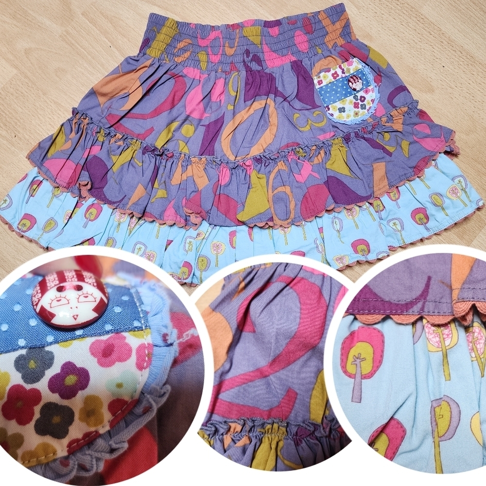 Matilda Jane Character Counts Numbers Printed Tiered Pull‎ On Skirt Size 4